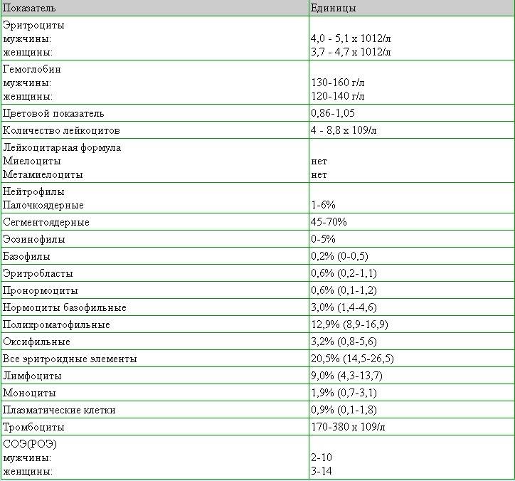Биохимический анализ крови: расшифровка, норма (таблица)